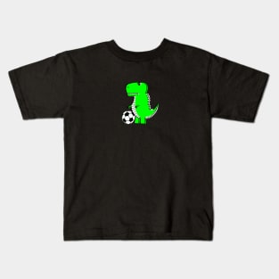 Green Dinosaur Loves Soccer Kids T-Shirt